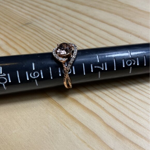 Rose Gold Plated Infinity Knot Ring With Crystal Accents - Picture 4 of 4